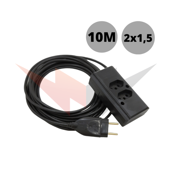 Extensão Dupla Para Construção 10 Metros De Cabo Pp 2x1,50mm