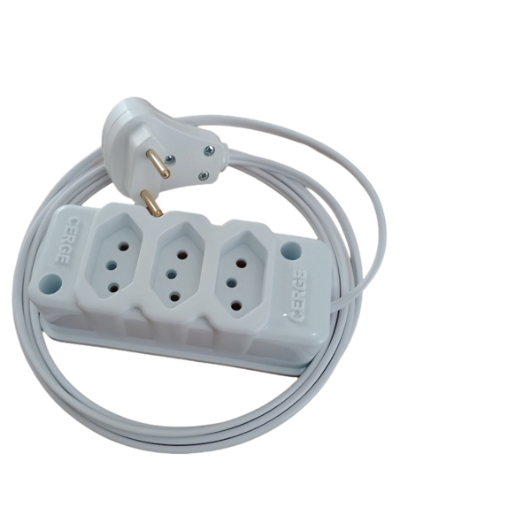 Extensão Elétrica 3,40 Metros Br 3 Tomadas 10a Fio 1,5 Cod.62