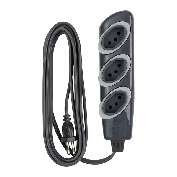 Extensão Elétrica 3m 2P+Terra Cinza Noshock Bivolt Daneva