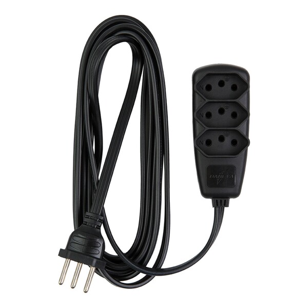 Extensão Elétrica 3m 2P+Terra Preto Sort Bivolt Daneva