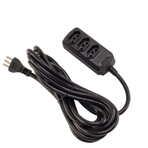 Extensão Elétrica 5 Metros 3 Tomadas 20A Preto Force Line