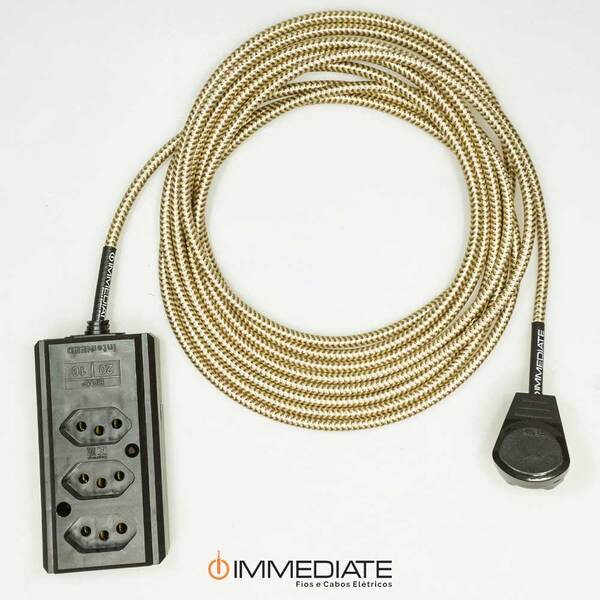 Extensão Elétrica 5 Metros Pp 2x0 75mm2 Revestido Tecido