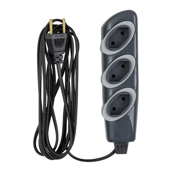 Extensão Elétrica 5m 2P Cinza Noshock Bivolt Daneva