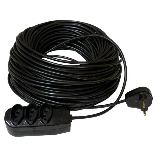 Extensão Elétrica Bivolt 20 Metros Barra 3 Tomadas Cabo Pp Pr