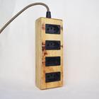 Extensão Elétrica Decorativa Madeira 4 Tomadas Cabo Tecido 3