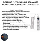 Extensao Eletrica Regua 6 Tomadas Filtro Linha Fusivel 3m Sl7
