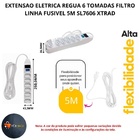 Extensao Eletrica Regua 6 Tomadas Filtro Linha Fusivel 5m Sl7