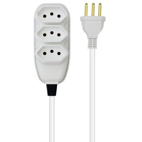 Extensão Ilumi Compacta 3 Tomadas Com Cabo Pp Chato 5m 10a Br