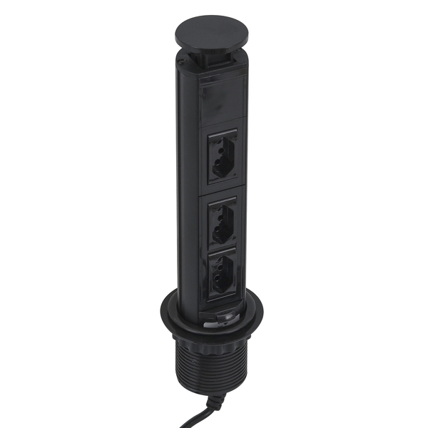 Extensão Mini Totem de Mesa 3Tomadas 10A Preto Dutotec