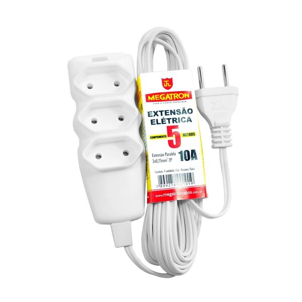 Extensão Paralelo 2x0,75x5,0m Até 220v Branco Saco