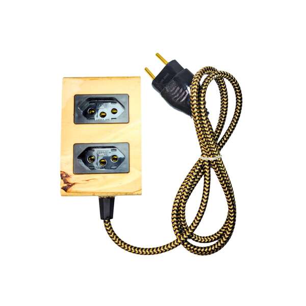 Extensão Versátil Em Madeira 2 Tomadas Régua Elétrica 150 Cm