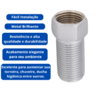 Extensor Aumento Prolongador Longo Rosca 1/2 Cromado