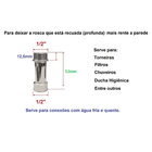 Extensor Cromado Prolongador Médio Torneira Chuveiro 1/2''