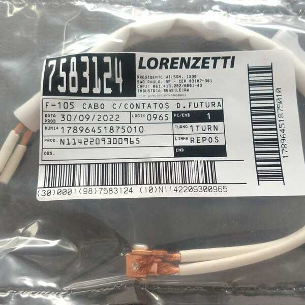 F105 Conjuto Cabos E Contatos Ducha Futura Lorenzetti