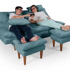 Fá Cama Andorra Com Banqueta Suede Azul Turquesa 3 Posições P