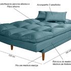 Fá Cama Andorra Com Banqueta Suede Azul Turquesa 3 Posições P