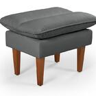 Fá Cama Andorra Com Banqueta Suede Cinza 3 Posições Pés Madei