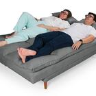 Fá Cama Andorra Com Banqueta Suede Cinza 3 Posições Pés Madei