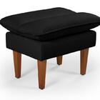 Fá Cama Andorra Com Banqueta Suede Preto 3 Posições Pés Madei