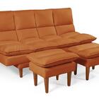 Fá Cama Andorra Com Banqueta Suede Terracota 3 Posições Pés M