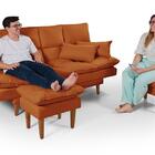 Fá Cama Andorra Com Banqueta Suede Terracota 3 Posições Pés M