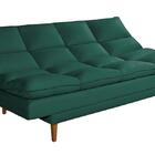Fá Cama Andorra Com Banqueta Suede Verde 3 Posições Pés Madei