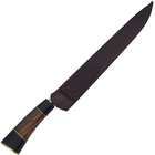 Faca 10 Polegadas Aço Inox Cabo De Madeira Bainha De Couro