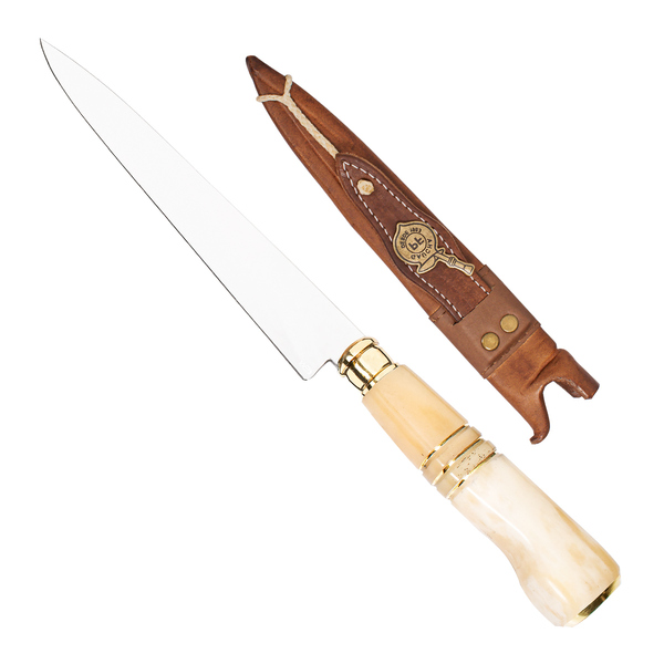 Faca Artesanal 8 Polegadas Estreita Aço Inox Cabo Osso E Meta