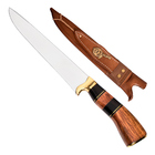 Faca Artesanal Aço Inox 9 Polegadas Cabo De Chifre E Madeira