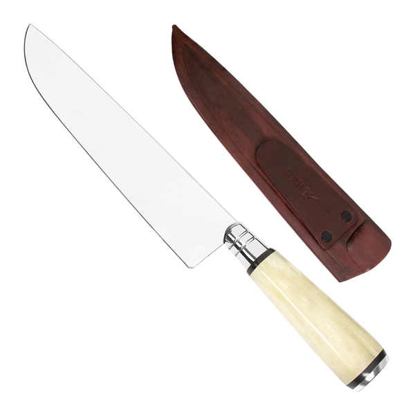 Faca Artesanal Aço Inox 9 Polegadas Cabo De Osso Oval - Wp