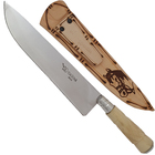 Faca Artesanal Com Bainha 9'' Aço Inox Cabo Osso Torneado