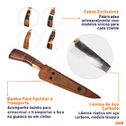 Faca Artesanal Rústica 7 Polegadas Cabo Madeira Trabalhada -