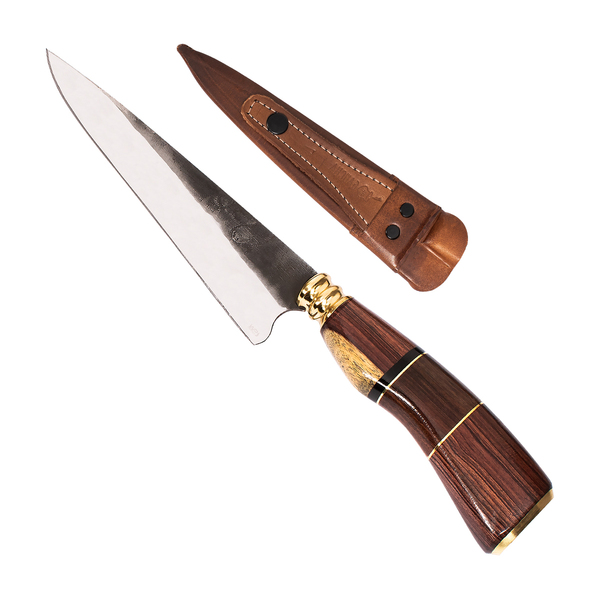 Faca Artesanal Rústica 7 Polegadas Cabo Madeira Trabalhada -