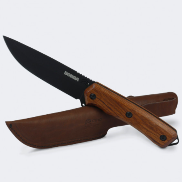 Faca Ax Borba Carb 5" Com Cabo Em Madeira E Bainha  - Preta -