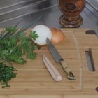 Faca Carbono Peixeira Artesanal Com Bainha Couro Cabo Chifre