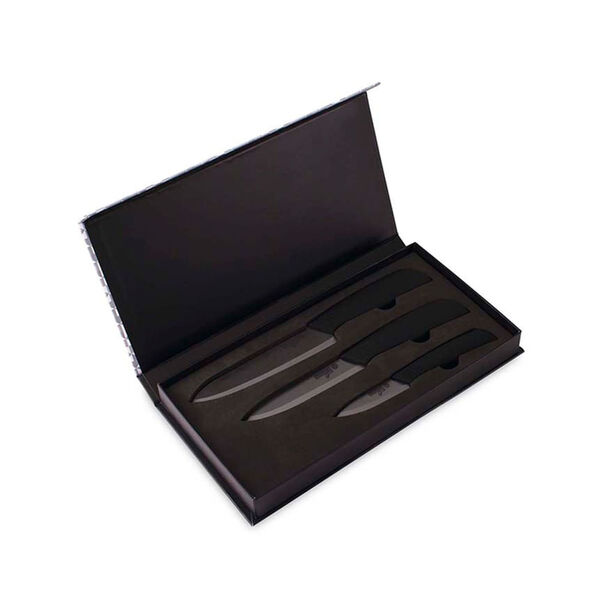 Faca Cerâmica 3 Peças Lamina Preta Cfc10 Faca Ceramica 3 Peça