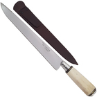 Faca Churrasco 10'' Aço Carbono Bainha Couro Cabo Osso Oval