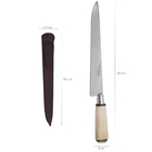 Faca Churrasco 10'' Aço Carbono Bainha Couro Cabo Osso Oval