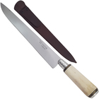 Faca Churrasco 11 Pol Aço Carbono Bainha Couro Cabo De Osso