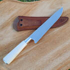 Faca Churrasco Artesanal Coqueiro Deitado Cabo Osso De Avestr