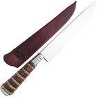 Faca Churrasco N 8 Aço Inox Cabo Rabo De Tatu Bainha Couro