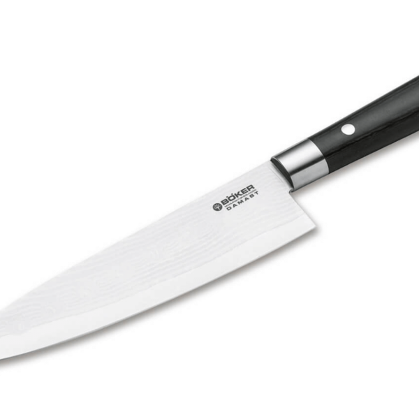Faca De Chef Böker Damast Black 21cm Com Cabo Em Madeira Pret