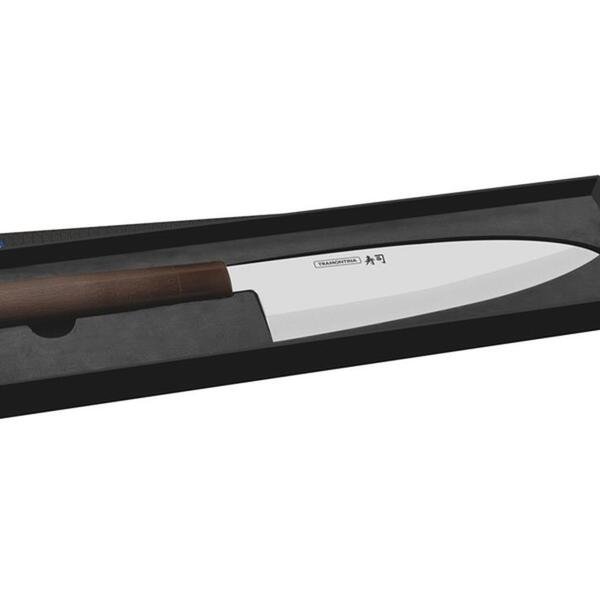 Faca Deba 8 Sushi Silver Marrom Lamina De Aco Inox E Cabo De