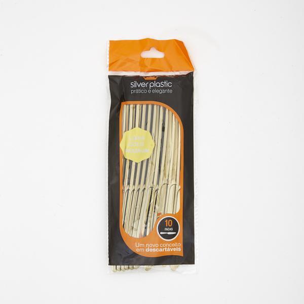 Faca descartável Silver Festa dourado 19cm 10 unidades