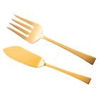 Faca E Garfo Para Servir Wolff Berna Dourado De Aço Inox