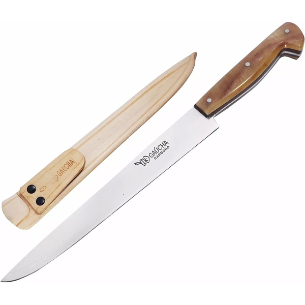 Faca Estilo Formiga Aço Carbono 8'' Cabo Chifre Bainha Couro