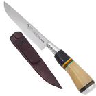 Faca Gaúcha 5'' Inox Cabo Osso E Chifre Com Bainha De Couro