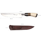 Faca Gaúcha Churrasco 8" Inox Cabo Curvo Chifre Madeira Osso