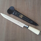 Faca Hickmann 9'' Aço Inox Cabo De Osso Com Bainha De Couro