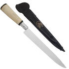 Faca Hickmann 9'' Aço Inox Cabo De Osso Com Bainha De Couro